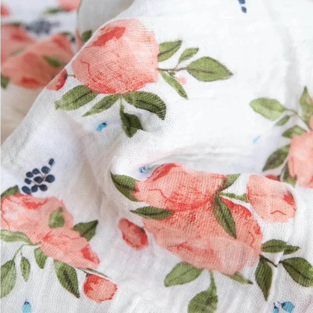 little unicorn Cotton Muslin Swaddle Blanket - Watercolor Roses